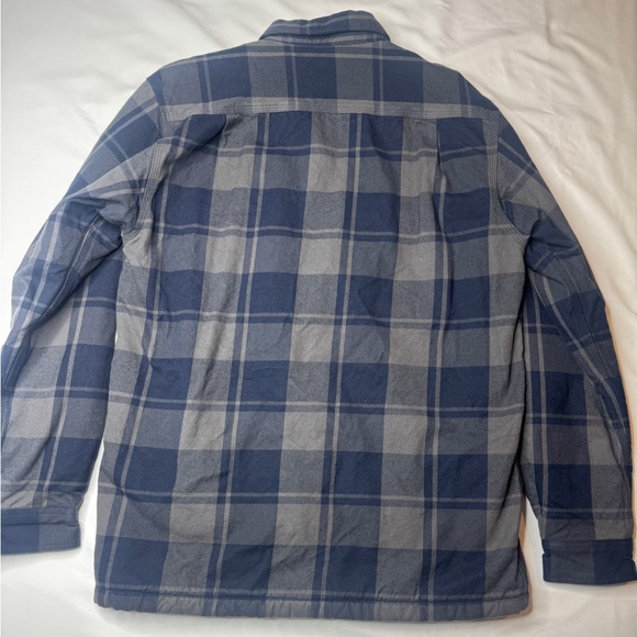Carhartt Relaxed Fit Sherpa Lined Flannel Shirt Jacket Blue Plaid Med - Picture 8 of 10